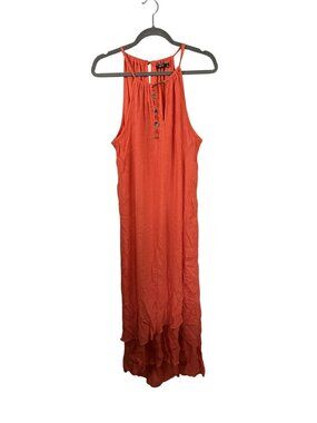 Mlle Gabrielle Womens Orange High-Low Sleeveless Maxi Dress 1X